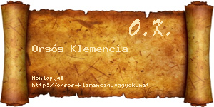 Orsós Klemencia névjegykártya